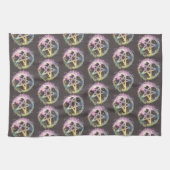 パステルペンタグラムウィッチクラフトダークグレーハロウィーン キッチンタオル (横)