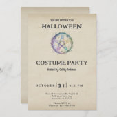 パステルペンタグラムヴィンテージハロウィーン 招待状 (正面/裏面)