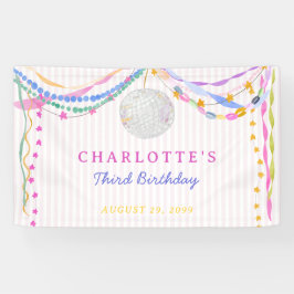 パステルペーパーチェーン ディスコボール 誕生日バナー 横断幕