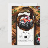 パステルホイールズモンスタートラック誕生日 招待状 (正面)