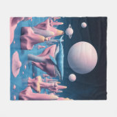 パステルホエールインフローティングアイランドドリームスケープ フリースブランケット (正面(横))