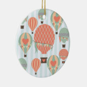 パステルホットエアバルーンが青いに浮きストライプ上 セラミックオーナメント (右)