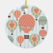 パステルホットエアバルーンが青いに浮きストライプ上 セラミックオーナメント (裏面)