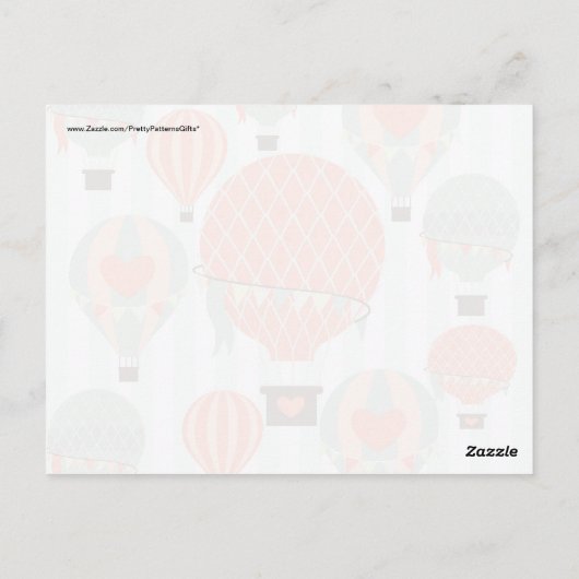パステルホットエアバルーンが青いに浮きストライプ上 ポストカード (裏面)