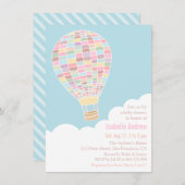 パステルホットエアバルーンベビーシャワー招待状 招待状 (正面/裏面)