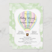 パステルホットエアバルーンベビー男女兼用シャワー 招待状 (正面/裏面)