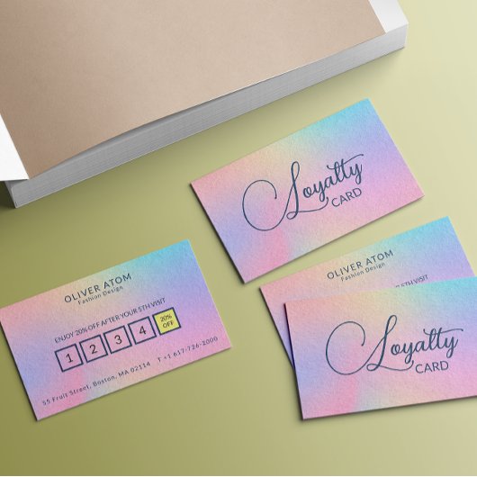 パステルホログラフィッエレガントクスクリプト服店 ロイヤリティカード