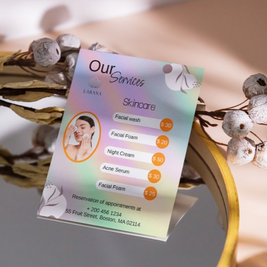 パステルホログラフィックなエレガントなサービス一覧 チラシ