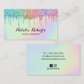パステルホログラフィックグリッタードリップス美しいサロン 名刺 (正面/裏面)
