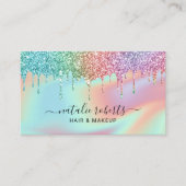 パステルホログラフィックグリッタードリップ美しいサロン 名刺 (正面)
