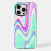 パステルホログラフィックスワールアクアピンクY2Kデザイン iPhoneケース (裏面)