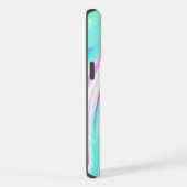 パステルホログラフィックスワールアクアピンクY2Kデザイン iPhoneケース (右側面)