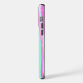 パステルホログラフィックスワールアクアピンクY2Kデザイン iPhoneケース (左側面)