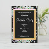 パステルホログラフィックダブルブラックピンク金ゴールド誕生日 招待状 (スタンド正面)