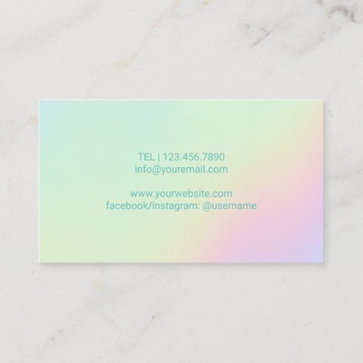 パステルホログラフィックヨガインストラクターツリーロゴ 名刺 (裏面)