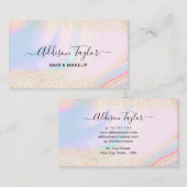 パステルホログラフィック金ゴールドグリッター 名刺 (正面/裏面)