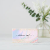 パステルホログラフィック金ゴールドグリッター 名刺 (スタンド正面)