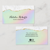 パステルホログラフィック金ゴールド大理石美しいサロン 名刺 (正面/裏面)