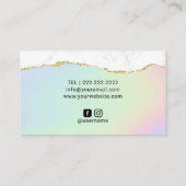 パステルホログラフィック金ゴールド大理石美しいサロン 名刺 (裏面)
