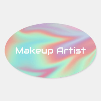 パステルホログラフィック スワール アブストラクト 楕円形シール