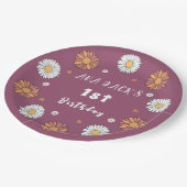 パステルホワイトとピンクのオレンジ色のデイジー花 ペーパープレート (アングル)