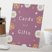 パステルホワイトとピンクのオレンジ色のデイジー花 台座サイン (インサイチュ)