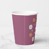 パステルホワイトとピンクのオレンジ色のデイジー花 紙コップ (右)