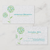 パステルホワイトグリーンアンドブルーフローラデザイン 名刺 (正面/裏面)