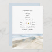 パステルホワイトサンディダンスショアラインズビーチ結婚式 招待状 (正面/裏面)