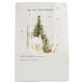 パステルホワイトスノーツリーハウス季節のごあいさつ ミディアムペーパーバッグ (裏面)