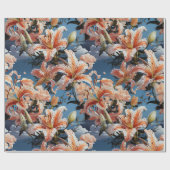 パステルホワイトタイガーリリーシームレス ラッピングペーパー (フラット)