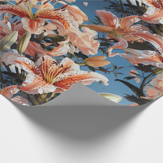 パステルホワイトタイガーリリーシームレス ラッピングペーパー (角)