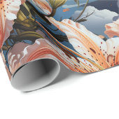 パステルホワイトタイガーリリーシームレス ラッピングペーパー (ロールコーナー)