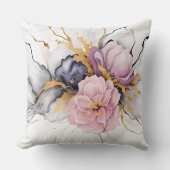 パステルホワイトピンク紫牡丹の花 クッション (正面)