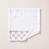 パステルホワイトユニコーン金ゴールドバスルーム用タオルセット バスタオルセット (ウォッシュタオル)