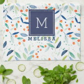 パステルボタニカパターンウォーターカラーイラストレーション キッチンタオル (折り畳み)