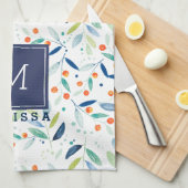 パステルボタニカパターンウォーターカラーイラストレーション キッチンタオル (四つ折り)