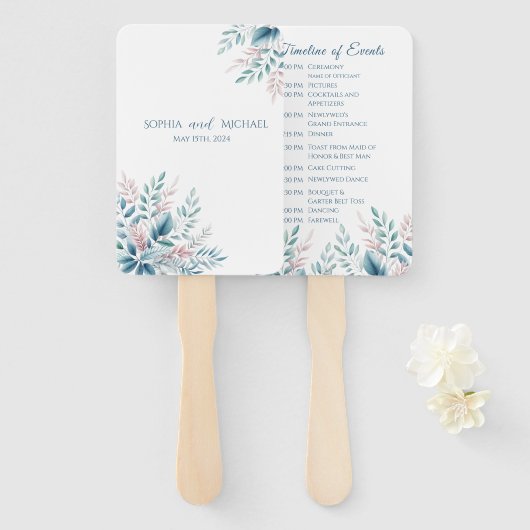 パステルボタニカル結婚式 プログラム ハンドファン (正面&裏面)