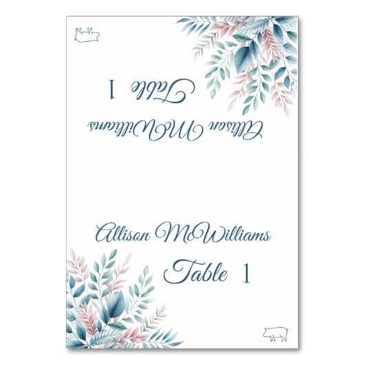 パステルボタニカル – ポーク結婚アイコン –  テーブルナンバー (正面)