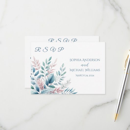 パステルボタニカル – RSVP-結婚s – はがき 出欠カード (正面/裏面インサイチュ)