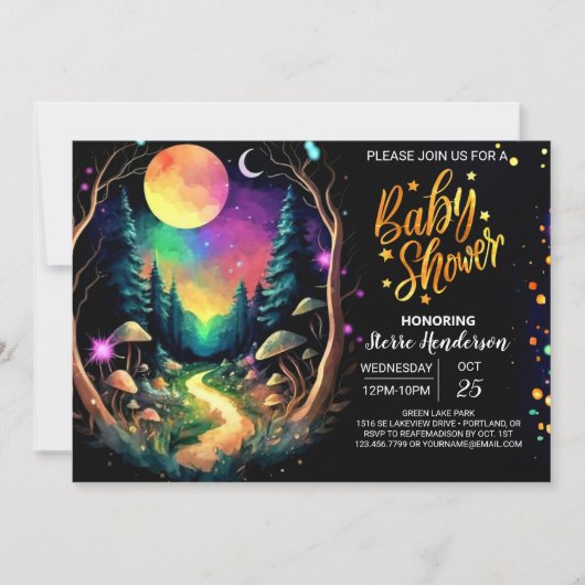 パステルボホアドベンチャーベイビーシャワー待ち 招待状 (正面)