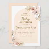 パステルボホアーチベビーシャワー招待状ガール 招待状 (正面/裏面)