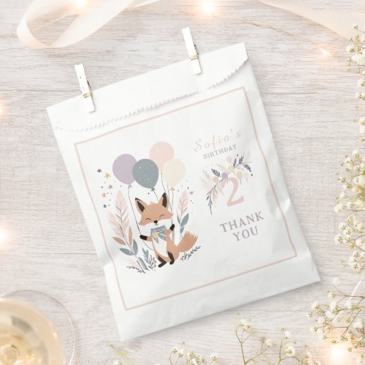 パステルボホキツネ&バルーン誕生日 フェイバーバッグ (クリップ留めされた状態)