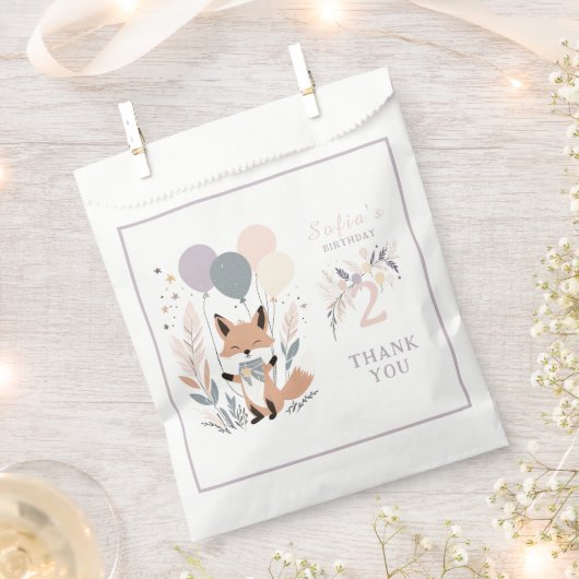 パステルボホキツネ&バルーン誕生日 フェイバーバッグ (クリップ留めされた状態)