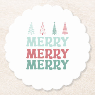 パステルボホクリスマスツリーでめぐる幸せなクリスマス ペーパーコースター