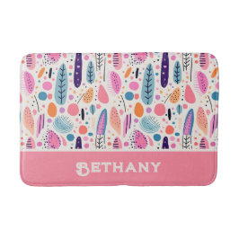 パステルボホシックボタニカルパターン名前をカスタムする バスマット