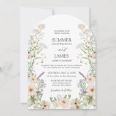 パステルボホシックワイルドフラワーガーデン結婚フローラ 招待状 (正面)
