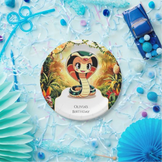 パステルボホスネーク誕生日 ペーパープレート (パーティー)