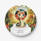 パステルボホスネーク誕生日 ペーパープレート (正面)