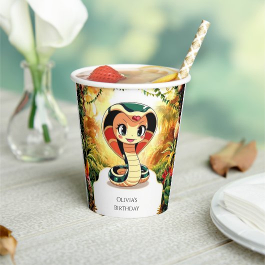 パステルボホスネーク誕生日 紙コップ (インサイチュ)